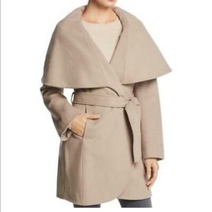 T Tahari Marla Wool Wrap Coat Cowl Neck Size Small